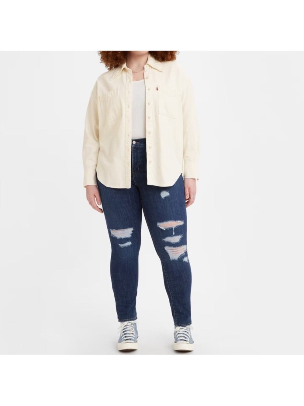 New! LEVI 311 SHAPING SKINNY JEANS denim distressed holey size 24W